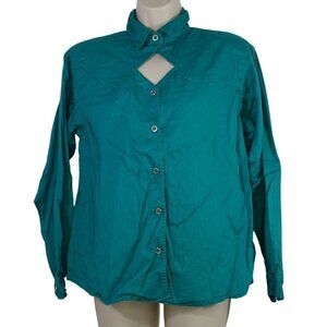Vintage Rodeo Western Shirt Green Button Up Women Size S Long Sleeve